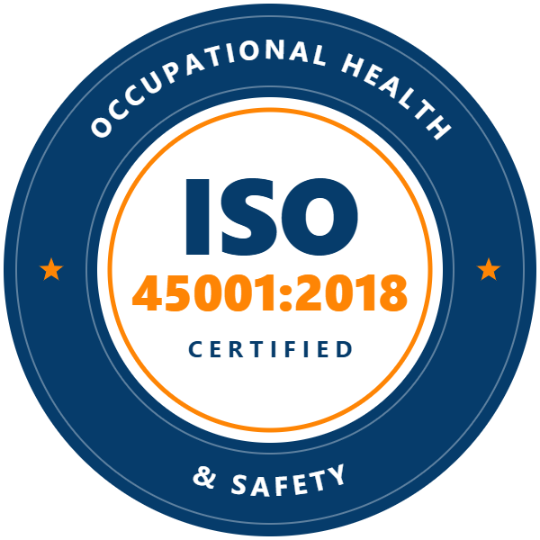 ISO 45001:2018 certified badge