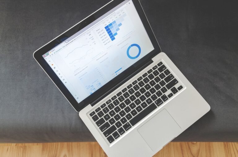 Laptop showing marketing analytics dashboard